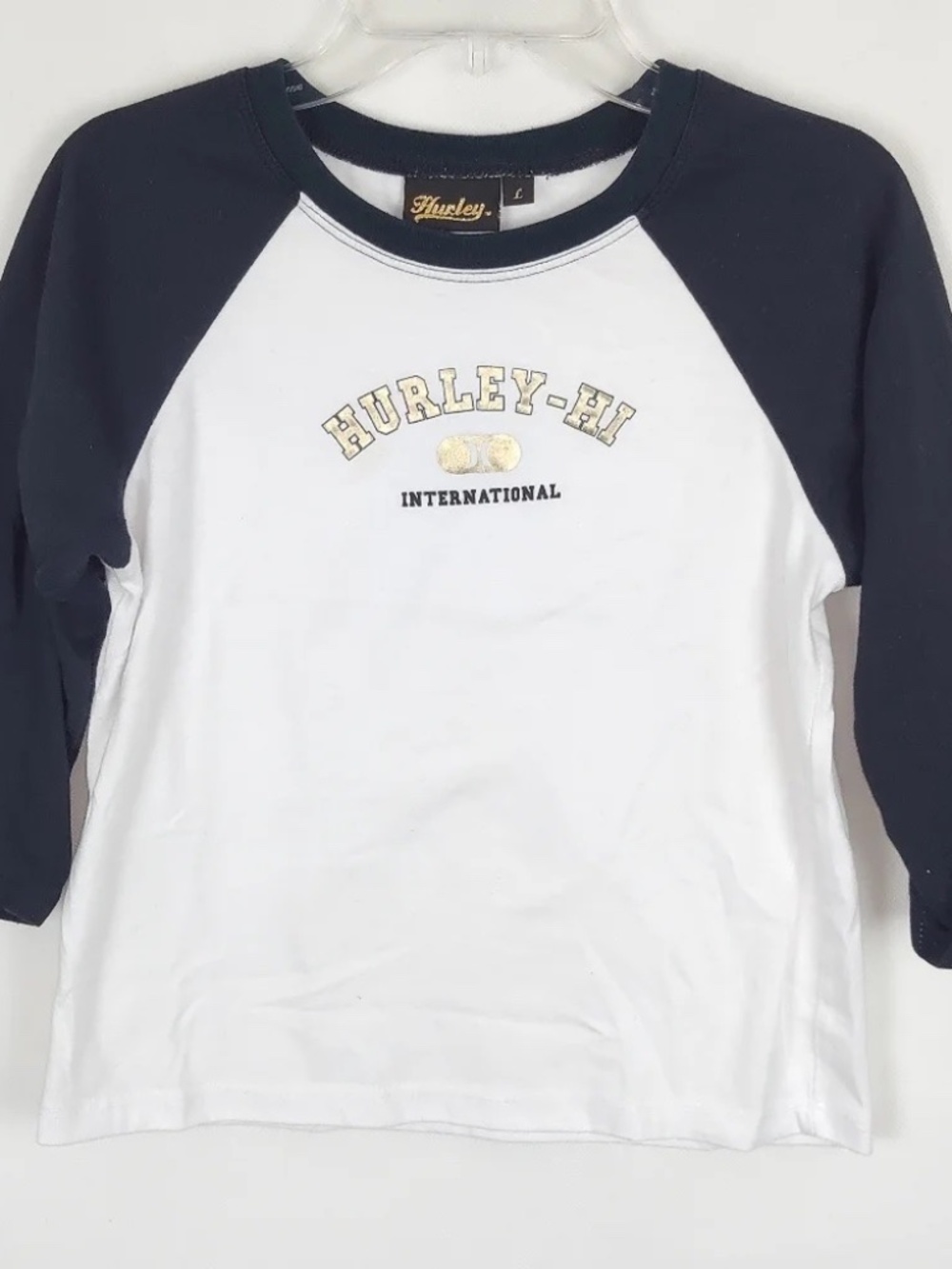 Y2K Vintage Hurley T-Shirt Top Womens L Baseball Gorpcore Streetwear Skater